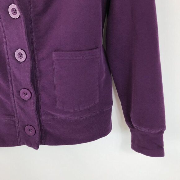L.L. Bean Cowl Neck Button Down Cardigan Women's Small Purple Pockets Knit - Picture 2 of 11